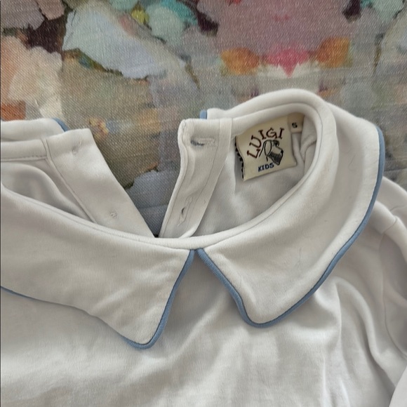 Luigi White and Red Long Sleeve Tees with Classic Peter Pan Collars - Size 5 - Picture 2 of 5